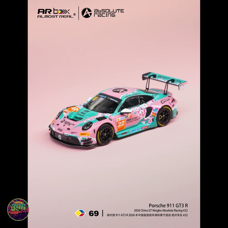 [PREORDER] AR Box - Porsche 911 GT3 R Pink Peach Blossom Livery #22 Absolute Racing – 1:64 AR Box Diecast Model