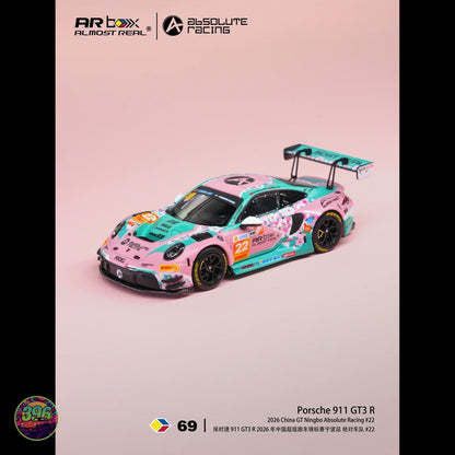 [PREORDER] AR Box - Porsche 911 GT3 R Pink Peach Blossom Livery #22 Absolute Racing – 1:64 AR Box Diecast Model