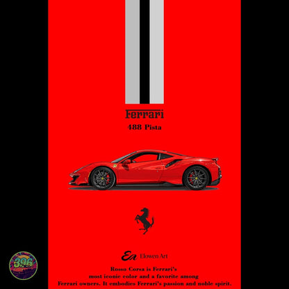 [PREORDER] Elowen Art - Ferrari 488 Pista in Rosso Corsa Red – 1:64 Elowen Art Diecast Model