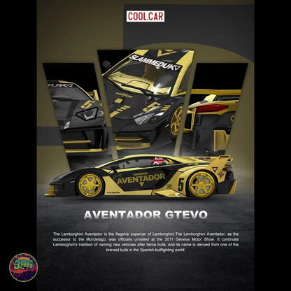 Cool Car - Lamborghini Aventador GT EVO V5 Black Gold – 1:64 Cool Car Diecast Model