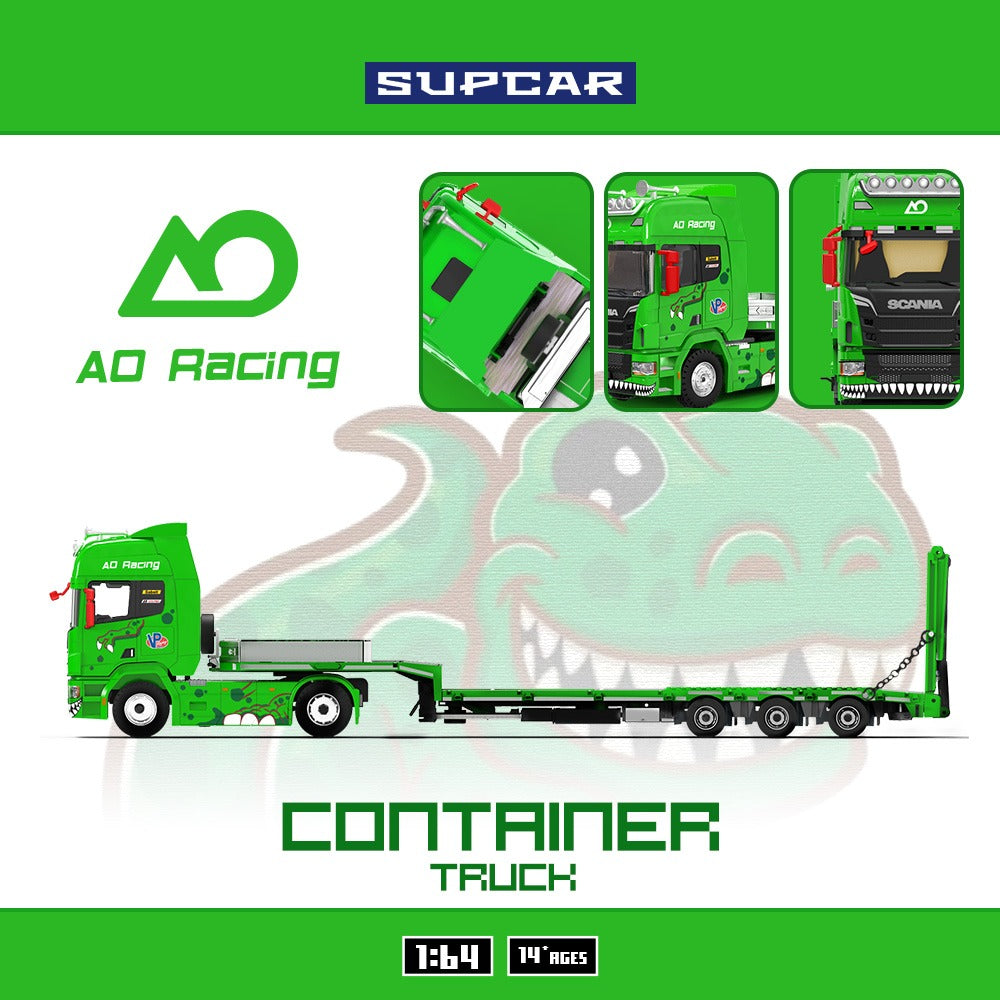 [PREORDER] Cool Car - Scania Flatbed Container Truck AO Racing Livery – 1:64 Cool Car Diecast Model