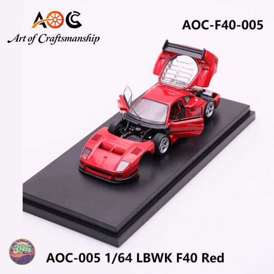[PREORDER] AOC - LBWK Ferrari F40 in Red with Opening Hood – 1:64 AOC Diecast Model (AOC-F40-005)
