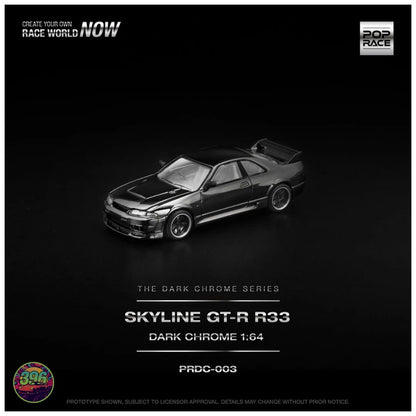 PopRace - Nissan Skyline GT-R R33 Dark Chrome – 1:64 PopRace Diecast Model PRDC-003