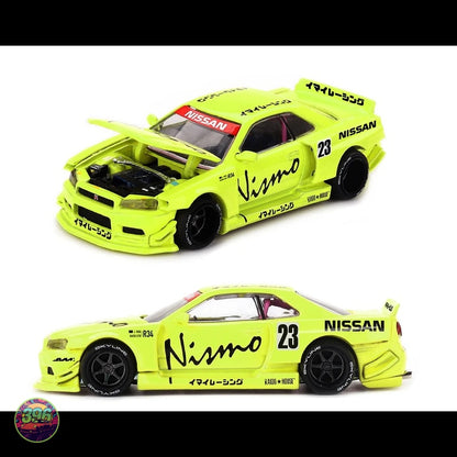 [PREORDER] Mini GT x Kaido House - Nissan Skyline GT-R R34 Nismo #23 in Fluorescent Yellow – 1:64 Mini GT Diecast Model