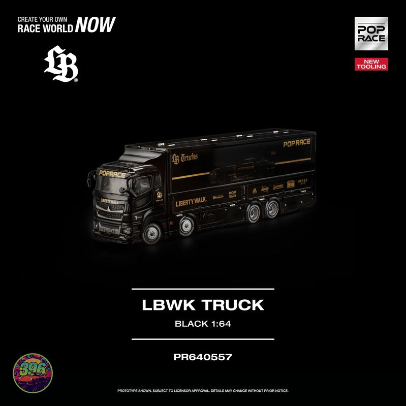 [PREORDER] PopRace - LBWK Truck in Black – 1:64 PopRace Diecast Model PR640557