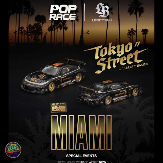 PopRace x Liberty Walk - Tokyo Street Miami Special Event Exclusive 3-Car Set – 1:64 PopRace Diecast Models