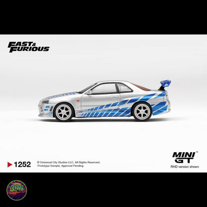 [PREORDER] Mini GT - Nissan Skyline GT-R R34 Brian's 2 Fast 2 Furious – 1:64 Mini GT Diecast Model #1252