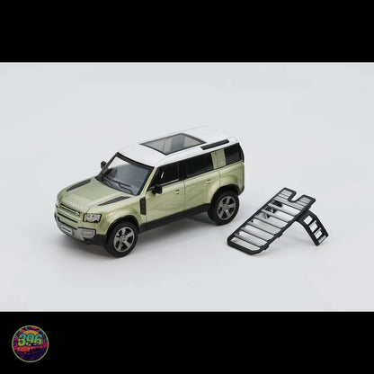 GCD x ENCHERY - Land Rover Defender 110 in Green with White Roof and Roof Rack – 1:64 GCD Diecast Model