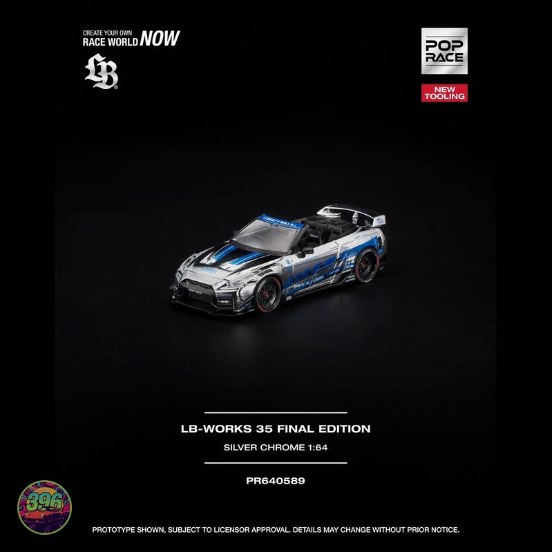 [PREORDER] PopRace - LB-Works 35 Final Edition Silver Chrome – 1:64 PopRace Diecast Model PR640589