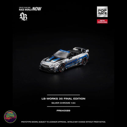 [PREORDER] PopRace - LB-Works 35 Final Edition Silver Chrome – 1:64 PopRace Diecast Model PR640589