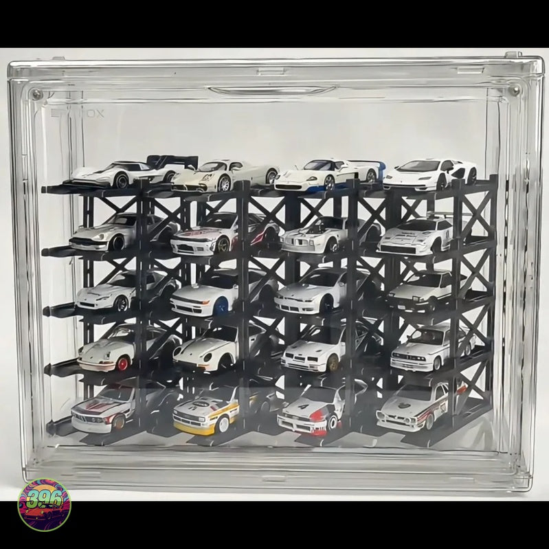 PitBox - Acrylic Display Case for 1:64 Diecast Models – Multi-Level Parking Garage Storage System