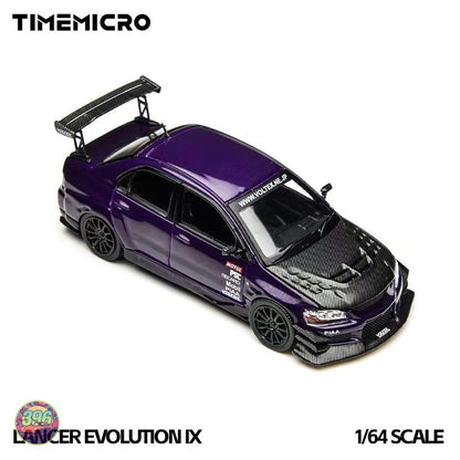 TimeMicro x PSC Design - Mitsubishi Lancer Evolution IX in Purple with Carbon Parts – 1:64 TimeMicro Diecast Model TM800214
