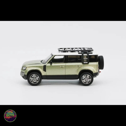 GCD x ENCHERY - Land Rover Defender 110 in Green with White Roof and Roof Rack – 1:64 GCD Diecast Model