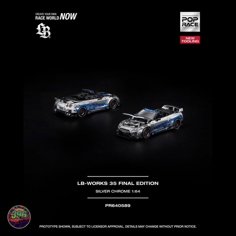 [PREORDER] PopRace - LB-Works 35 Final Edition Silver Chrome – 1:64 PopRace Diecast Model PR640589