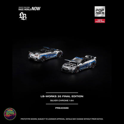 [PREORDER] PopRace - LB-Works 35 Final Edition Silver Chrome – 1:64 PopRace Diecast Model PR640589