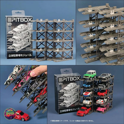 PitBox - 1/64 Scale Multi-Level Parking Garage Module (56pcs) – 1:64 PitBox Diorama Accessory