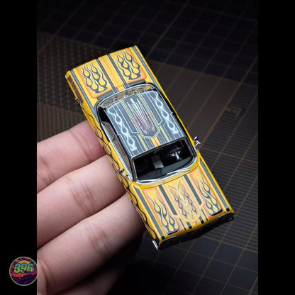 [PREORDER] Lowrider Magazine - 97M Chevy Impala SS Yellow with Black Flames HCFC Exclusive – 1:64 Diecast Model