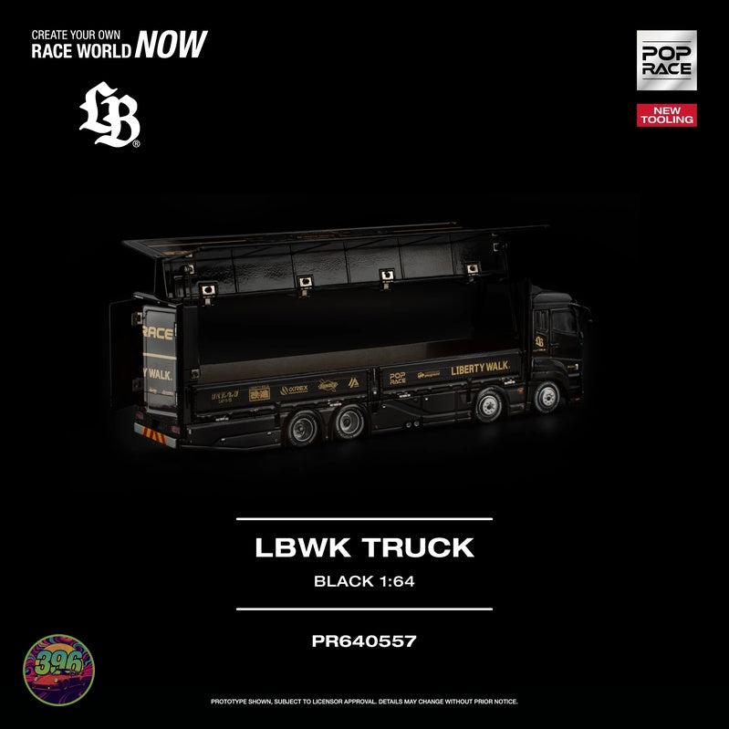 [PREORDER] PopRace - LBWK Truck in Black – 1:64 PopRace Diecast Model PR640557