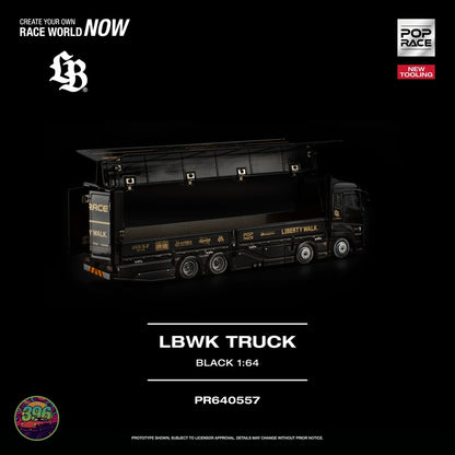 [PREORDER] PopRace - LBWK Truck in Black – 1:64 PopRace Diecast Model PR640557