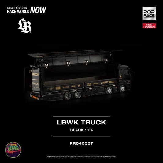 [PREORDER] PopRace - LBWK Truck in Black – 1:64 PopRace Diecast Model PR640557