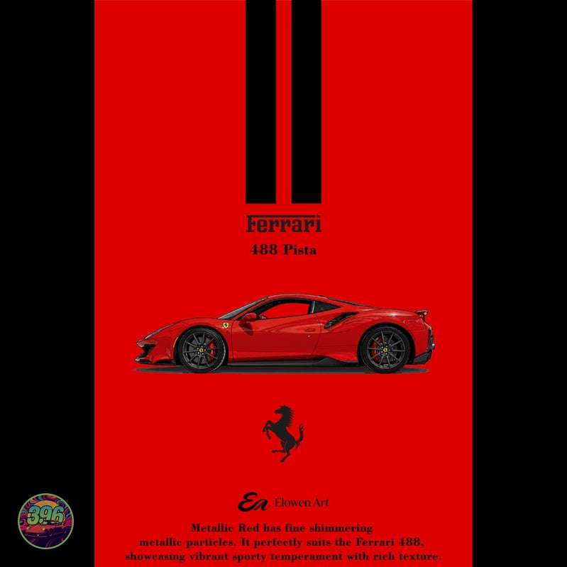 [PREORDER] Elowen Art - Ferrari 488 Pista in Rosso Corsa Red – 1:64 Elowen Art Diecast Model