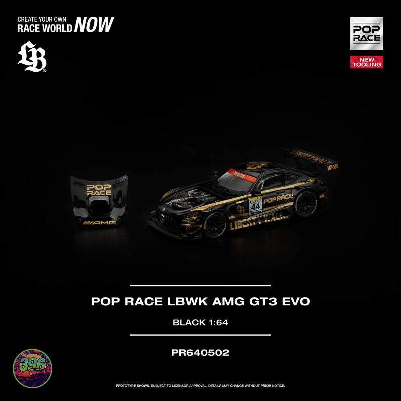 [PREORDER] Pop Race - LBWK AMG GT3 EVO Liberty Walk in Black – 1:64 Pop Race Diecast Model – PR640502