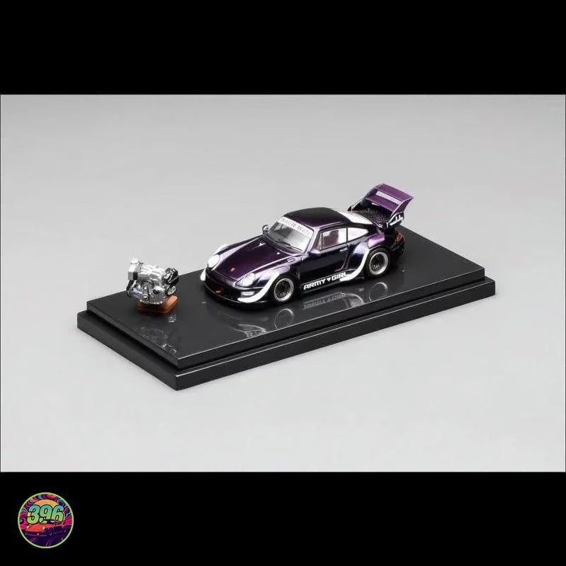 MotorHelix - RWB Porsche 993 Army Girl in Purple – 1:64 MotorHelix Diecast Model M62205