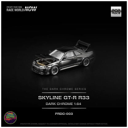 PopRace - Nissan Skyline GT-R R33 Dark Chrome – 1:64 PopRace Diecast Model PRDC-003