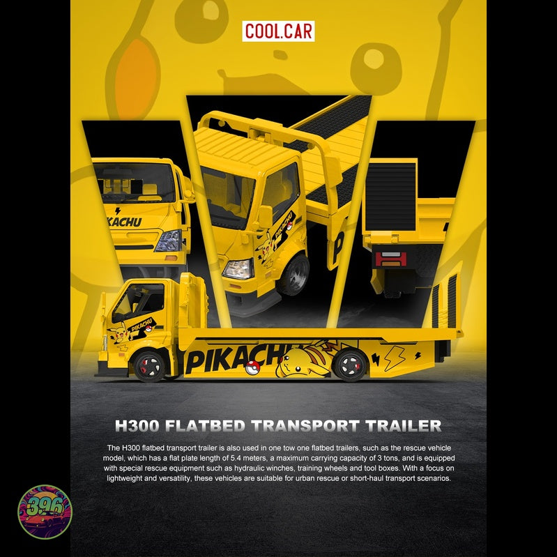 [PREORDER] Cool Car - Pikachu H300 Flatbed Transport Trailer – 1:64 Cool Car Diecast Model