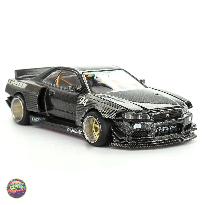 [PREORDER] Mini GT x Kaido House - Nissan Skyline GT-R (R34) Kaido Works Greddy V2 in Carbon Black – 1:64 Mini GT Diecast Model