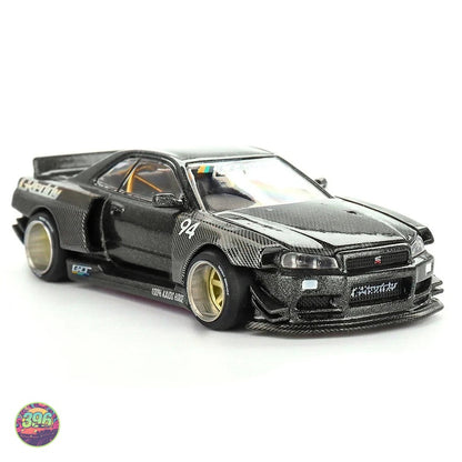 [PREORDER] Mini GT x Kaido House - Nissan Skyline GT-R (R34) Kaido Works Greddy V2 in Carbon Black – 1:64 Mini GT Diecast Model