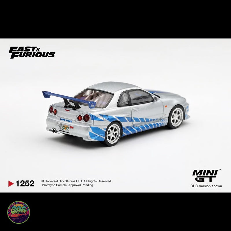 [PREORDER] Mini GT - Nissan Skyline GT-R R34 Brian's 2 Fast 2 Furious – 1:64 Mini GT Diecast Model #1252