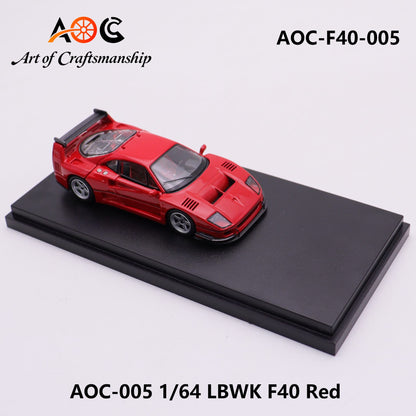 [PREORDER] AOC - LBWK Ferrari F40 in Red with Opening Hood – 1:64 AOC Diecast Model (AOC-F40-005)