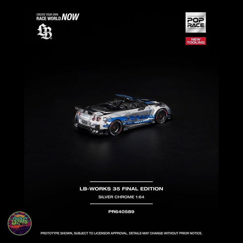 [PREORDER] PopRace - LB-Works 35 Final Edition Silver Chrome – 1:64 PopRace Diecast Model PR640589