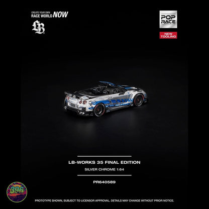 [PREORDER] PopRace - LB-Works 35 Final Edition Silver Chrome – 1:64 PopRace Diecast Model PR640589
