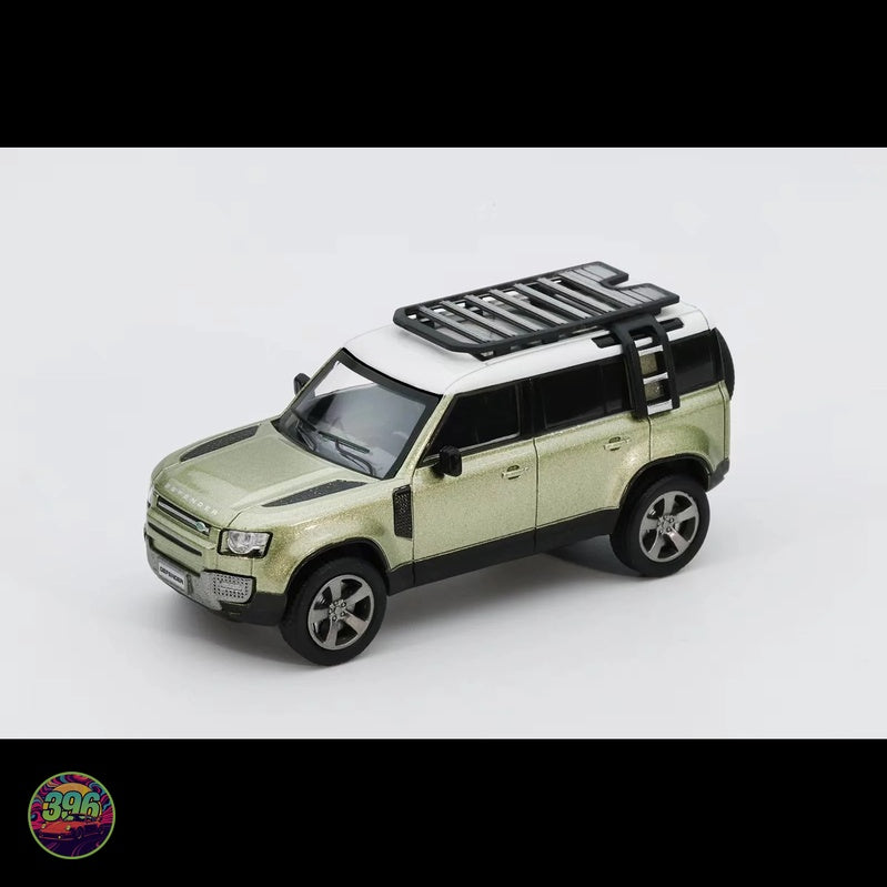 GCD x ENCHERY - Land Rover Defender 110 in Green with White Roof and Roof Rack – 1:64 GCD Diecast Model