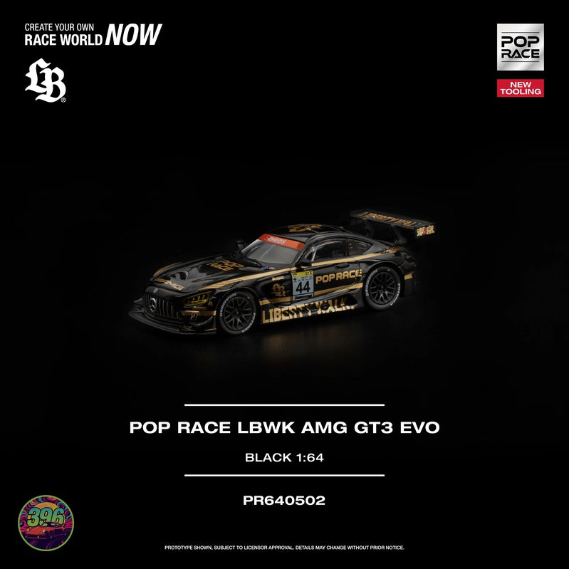 [PREORDER] Pop Race - LBWK AMG GT3 EVO Liberty Walk in Black – 1:64 Pop Race Diecast Model – PR640502
