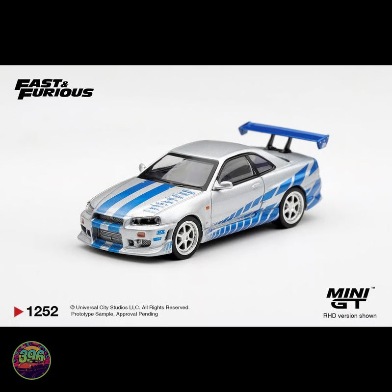 [PREORDER] Mini GT - Nissan Skyline GT-R R34 Brian's 2 Fast 2 Furious – 1:64 Mini GT Diecast Model #1252