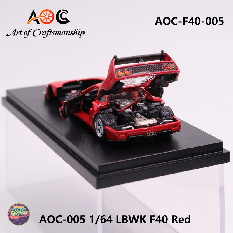 [PREORDER] AOC - LBWK Ferrari F40 in Red with Opening Hood – 1:64 AOC Diecast Model (AOC-F40-005)