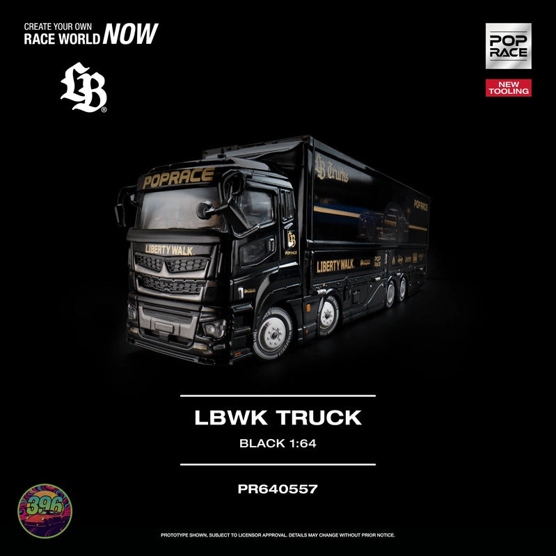 [PREORDER] PopRace - LBWK Truck in Black – 1:64 PopRace Diecast Model PR640557