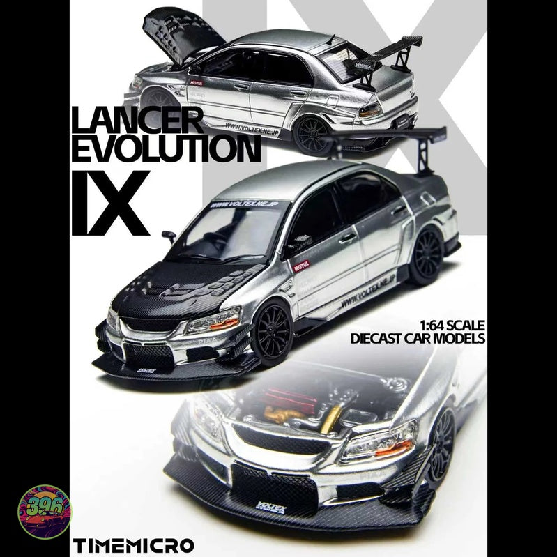 TimeMicro - Mitsubishi Lancer Evolution IX Voltex Silver – 1:64 TimeMicro Diecast Model