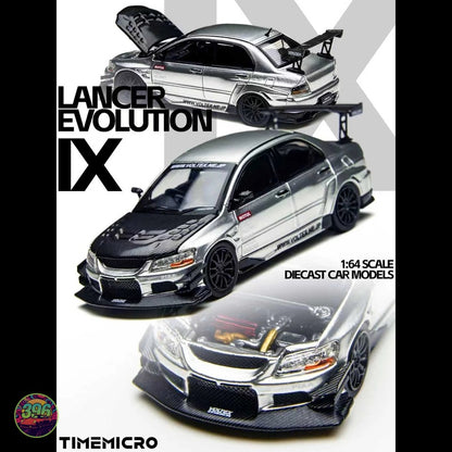 TimeMicro - Mitsubishi Lancer Evolution IX Voltex Silver – 1:64 TimeMicro Diecast Model