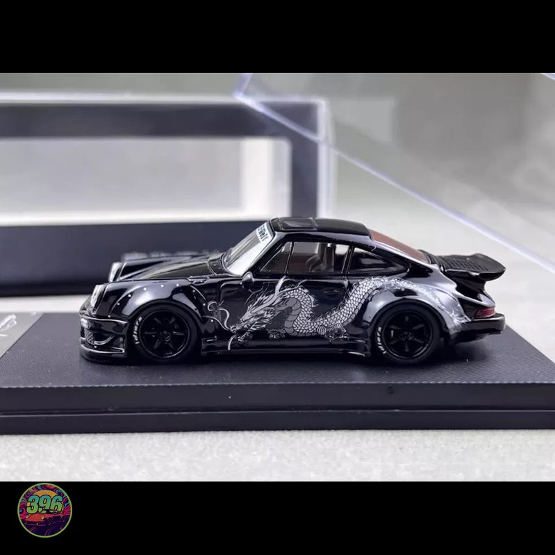 MyModelCollect - RWB Porsche 964 Dragon Livery in Black – 1:64 MyModelCollect Diecast Model