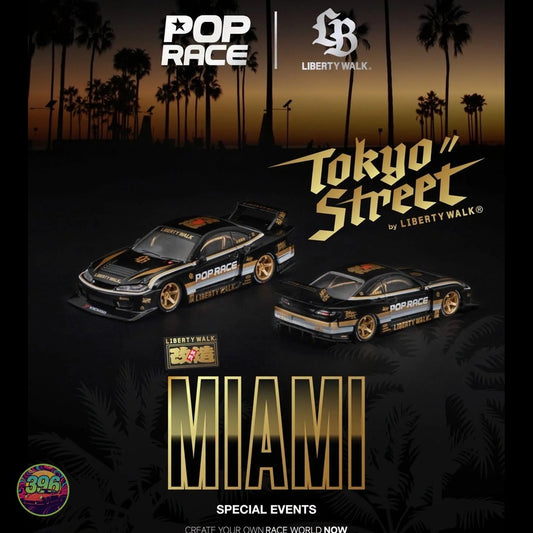 PopRace x Liberty Walk - Tokyo Street Miami Special Event Exclusive 3-Car Set – 1:64 PopRace Diecast Models