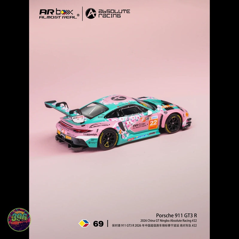 [PREORDER] AR Box - Porsche 911 GT3 R Pink Peach Blossom Livery #22 Absolute Racing – 1:64 AR Box Diecast Model