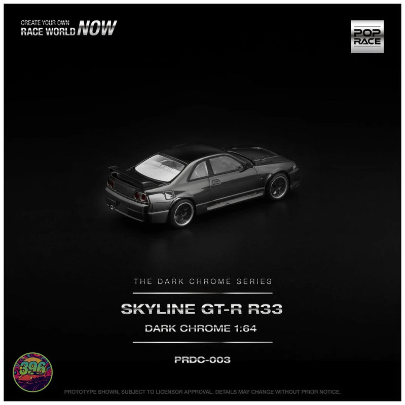 PopRace - Nissan Skyline GT-R R33 Dark Chrome – 1:64 PopRace Diecast Model PRDC-003