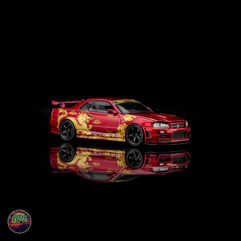 [PREORDER] MotorHelix - Nissan Skyline GT-R R34 Red Dragon – 1:64 MotorHelix Diecast Model