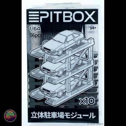 PitBox - 1/64 Scale Multi-Level Parking Garage Module (56pcs) – 1:64 PitBox Diorama Accessory