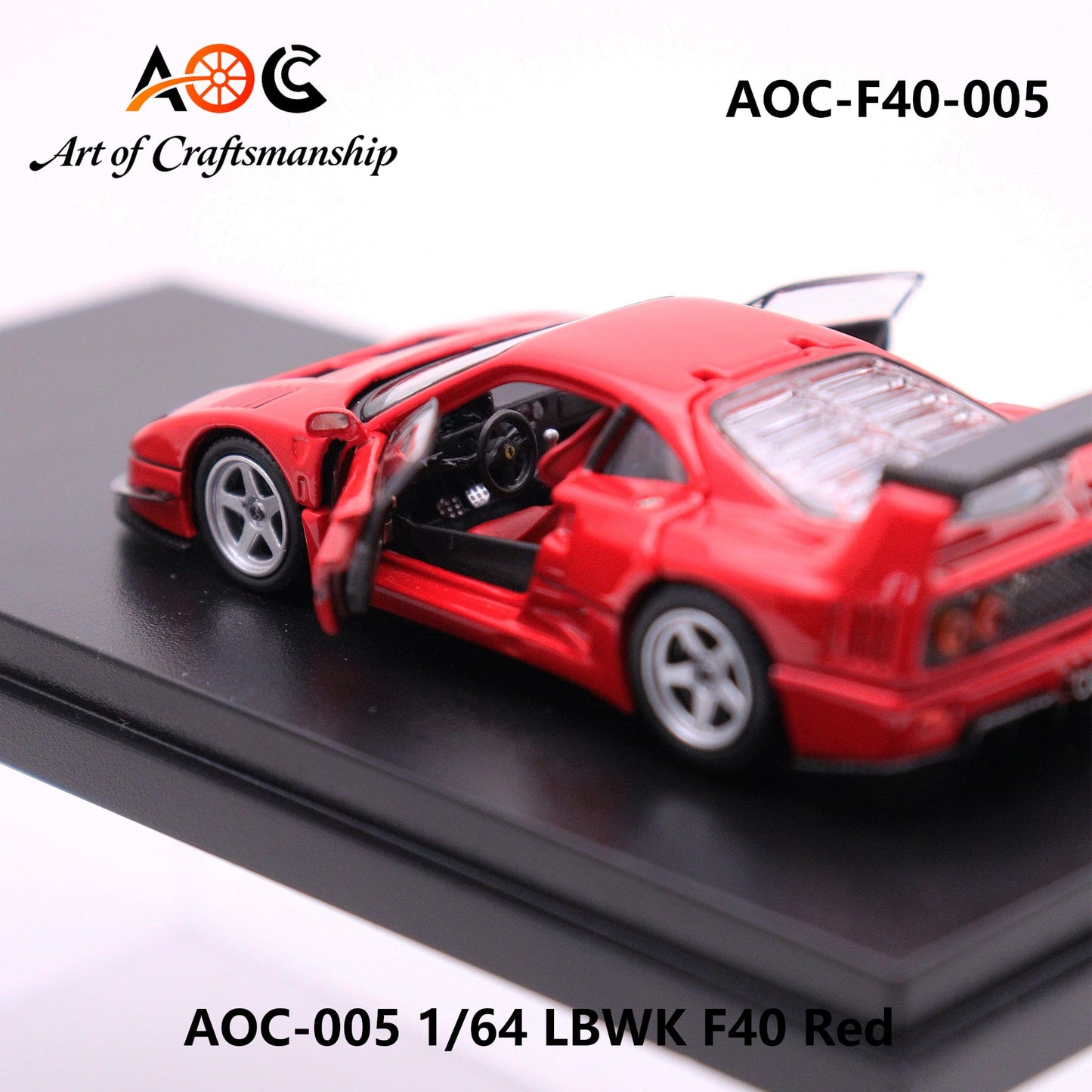 [PREORDER] AOC - LBWK Ferrari F40 in Red with Opening Hood – 1:64 AOC Diecast Model (AOC-F40-005)