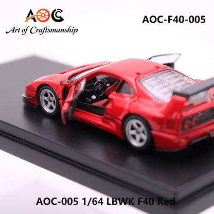 [PREORDER] AOC - LBWK Ferrari F40 in Red with Opening Hood – 1:64 AOC Diecast Model (AOC-F40-005)